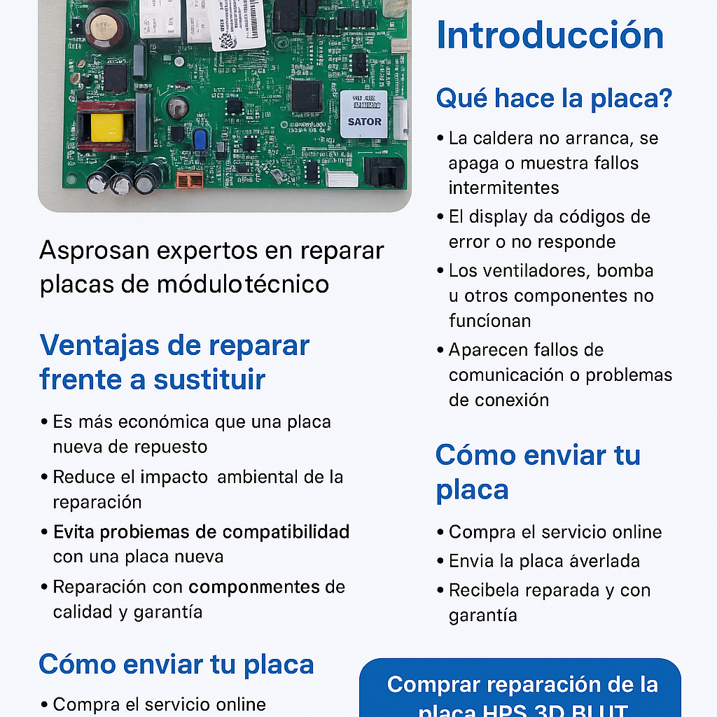 Reparación profesional de la placa Ariston HPS 3D BLUT